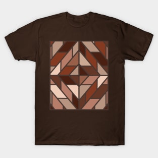 Geometric Pattern Tiles in Natural Brown and Beige T-Shirt